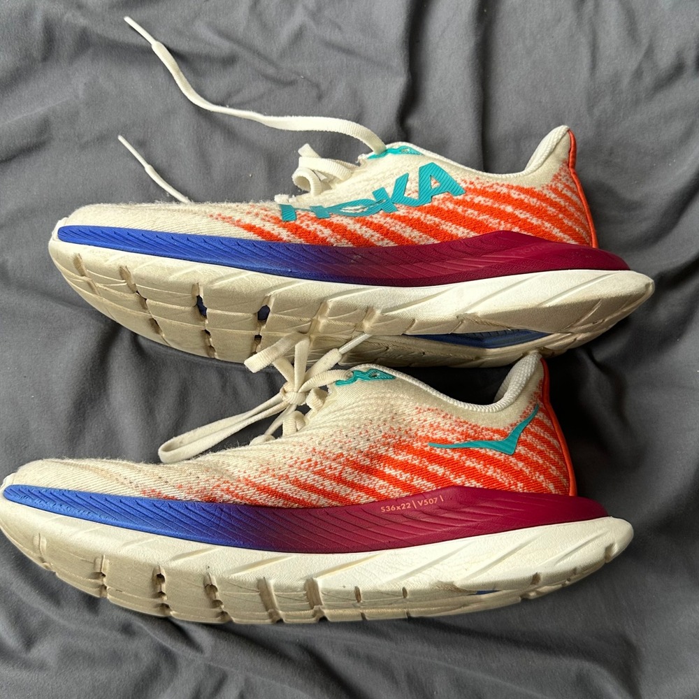 Hoka Mach 5 Womens Running Shoes White Orange Blue 1127894 Size 6B - Picture 9 of 11